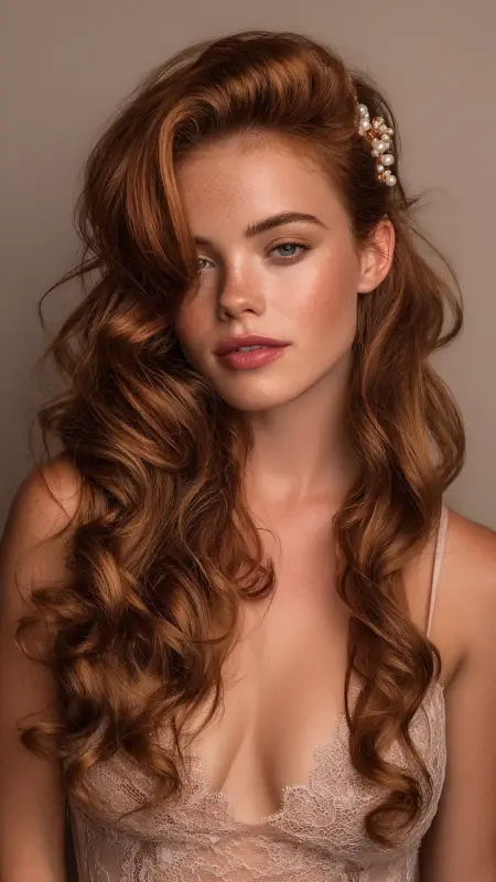 Radiant Waves: The Enchanted Pearl Kiss - Butterfly Haircut With Side Part