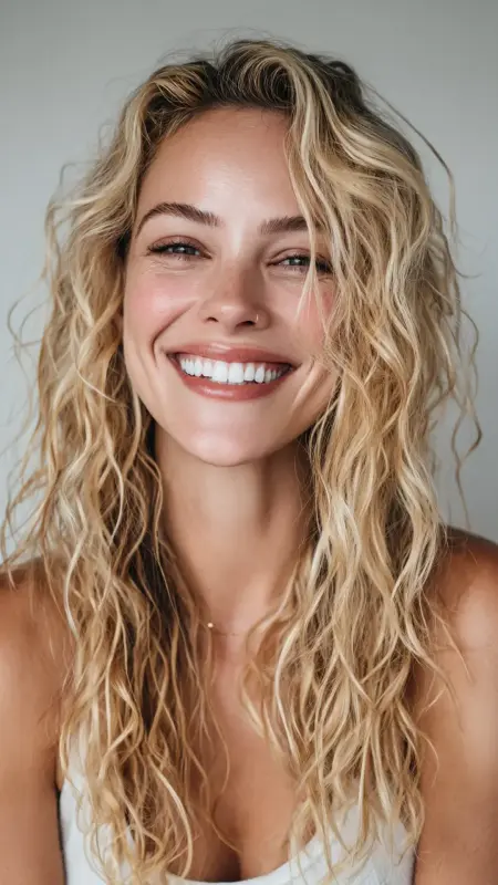 Sun-Kissed Butterfly Waves With a Chic Side Twist - Butterfly Haircut With Side Part