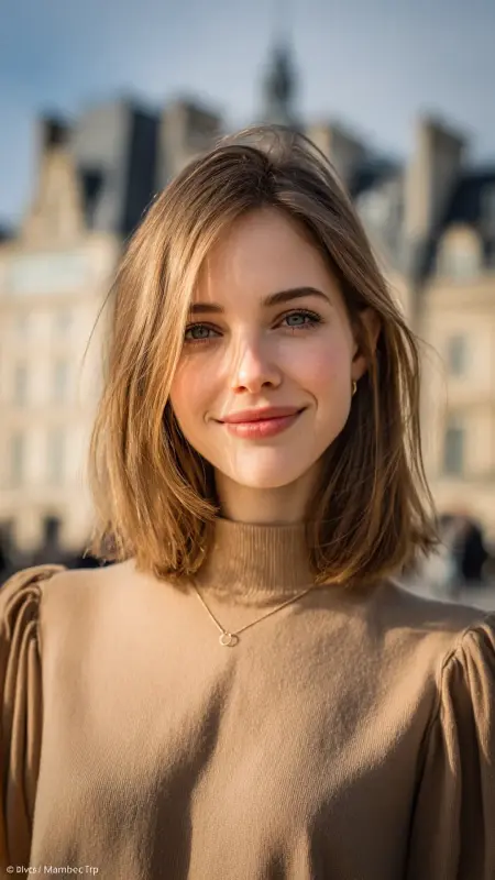 Buttery Blonde Highlights on Angled Bob - Old money hair color