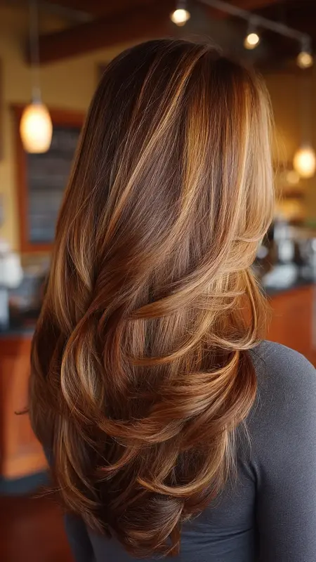Caramel Ribbon Highlights - Low maintenance hair color