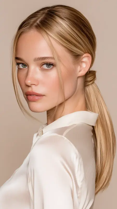 Center-Parted Low Ponytail - Glass Hair