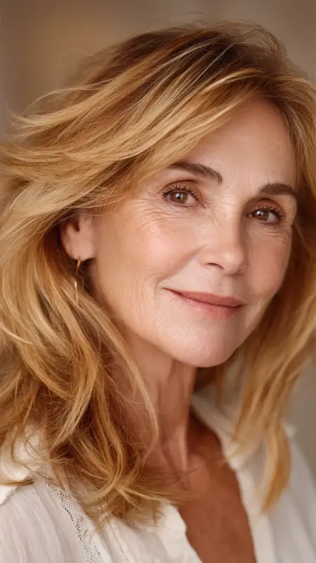 Champagne Beige Soft Layers - hair color ideas for women over 70