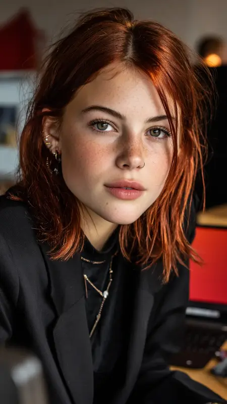 Cherry Cola Gloss on Straight Lob - Hair color for college students