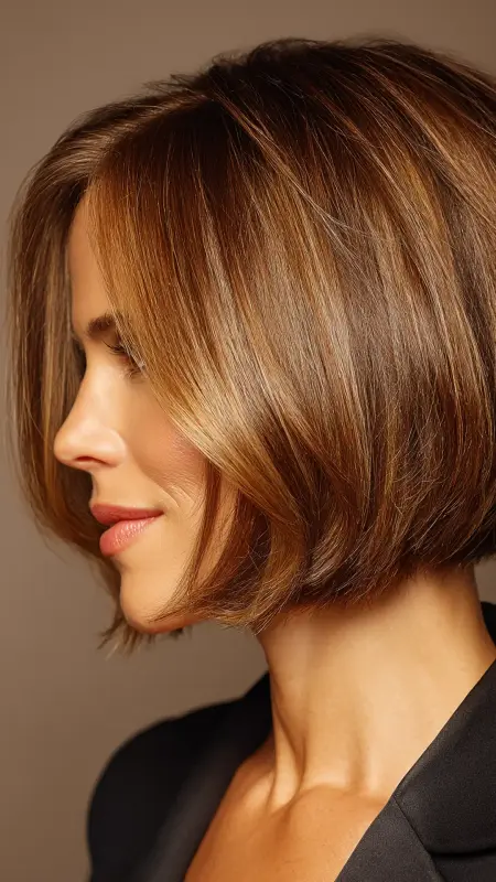 Chin-Length Blunt Bob - Hairstyles for women over 70 with fine hair