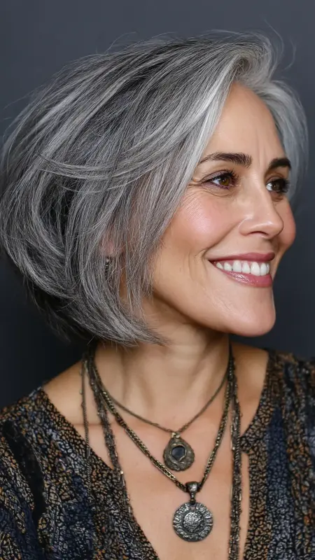 Chin-Length Bob with Flipped Ends - Hairstyles for 80 year old women