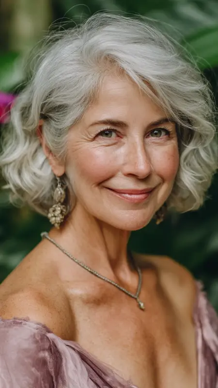 Chin-Length Bob with Soft Curls - Sassy hair older women