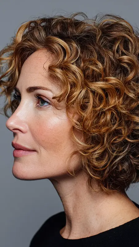 Chin-Length Curly Bob - Short hairstyles for women over 60 with wavy hair