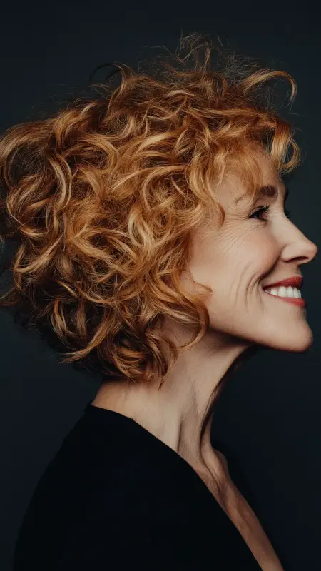 Chin-Length Curly Bob with Defined Curls - Hairstyles for women over 70 with fine hair