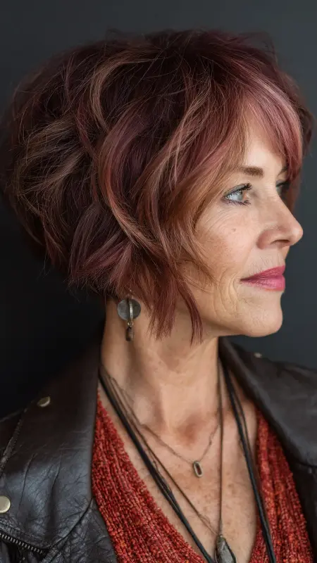 Choppy Inverted Bob with Piecey Bangs - Hairstyles For Women Over 50 With Thinning Hair