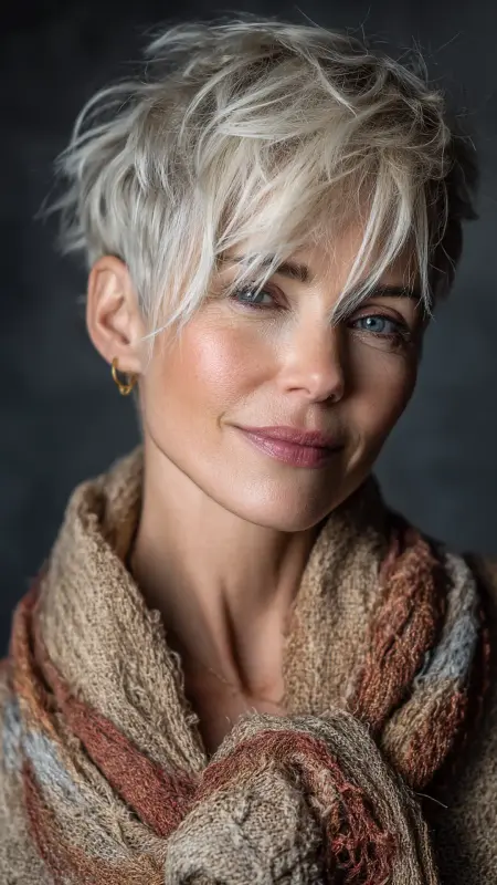 Choppy Layered Bob with Textured Ends - Pixie hairstyles for older women over 60