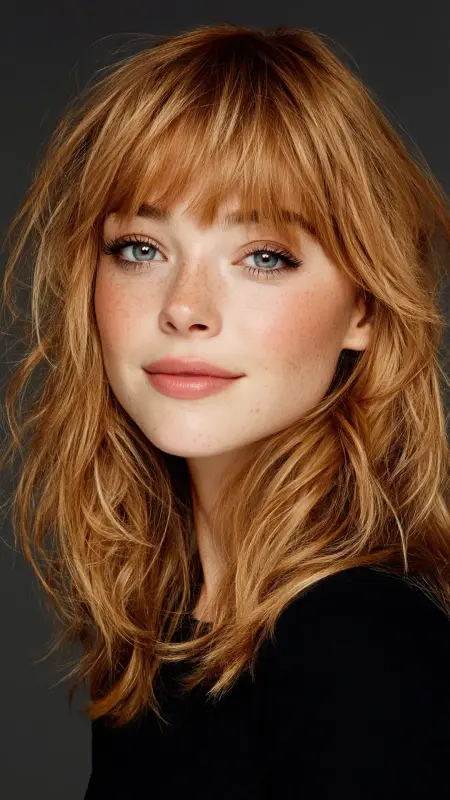 Choppy Lob with Side Part - Medium length haircut for round faces
