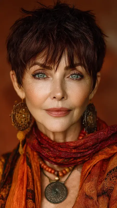 Choppy Medium Cut with Side-Swept Bangs - Pixie Cut Hairstyles For Older Women