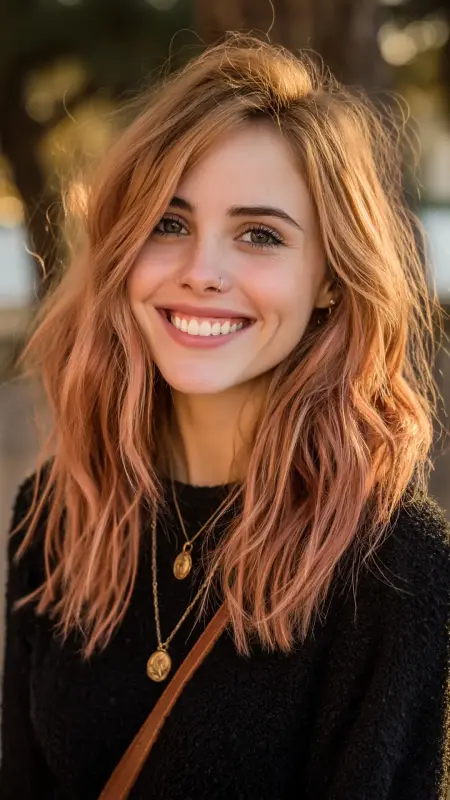 Cinnamon Latte Balayage on Natural Curls - Hair color ideas for school
