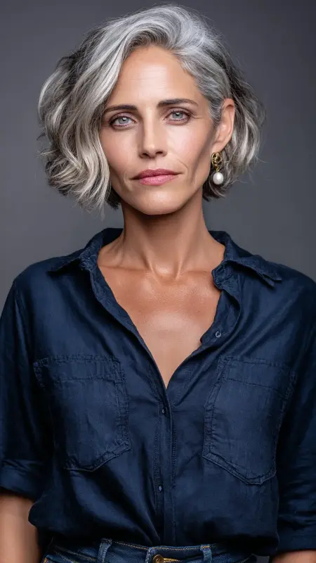 Classic Chin-Length Bob with Center Part - bob hair styles for women over 50