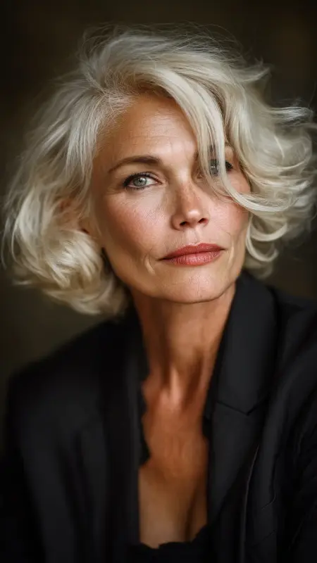 Classic Long Straight Cut with Middle Part - Short hairstyles for women over 60 with wavy hair