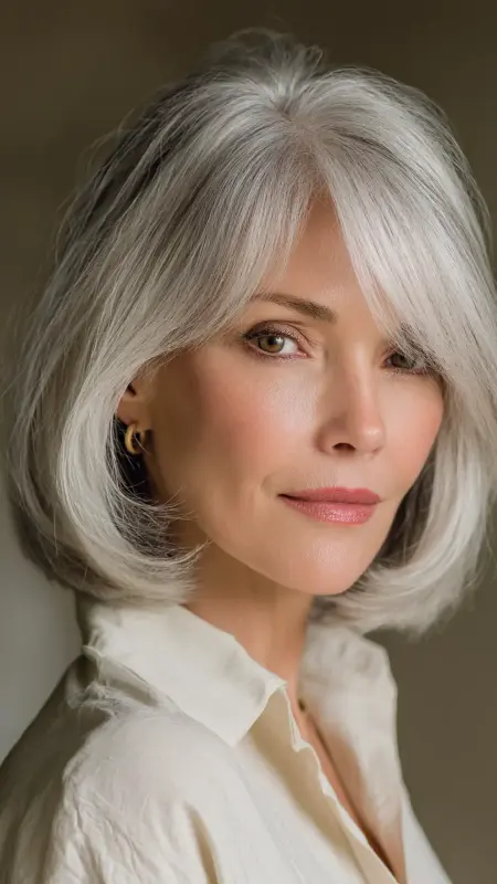 Classic Shoulder-Length Bob with Layers - Medium length haircuts for women over 50