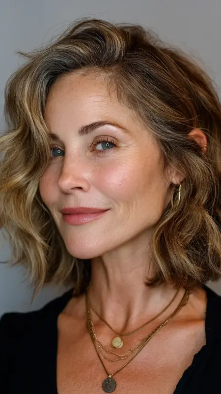 Collarbone Cut with Blunt Bangs - Medium length haircuts for women over 50