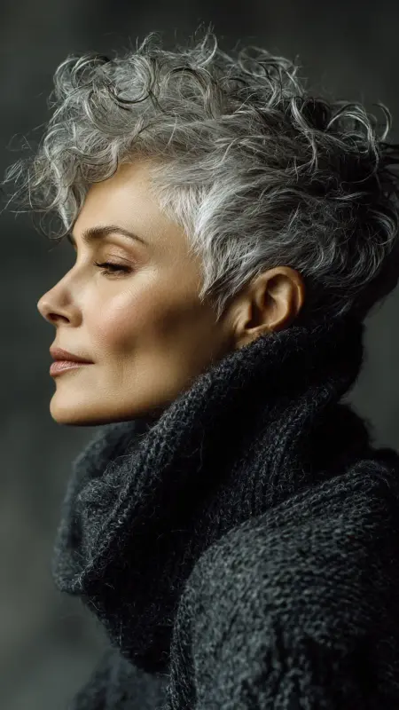 Cropped Curls with Layered Volume - Short hairstyles for women over 60 with wavy hair