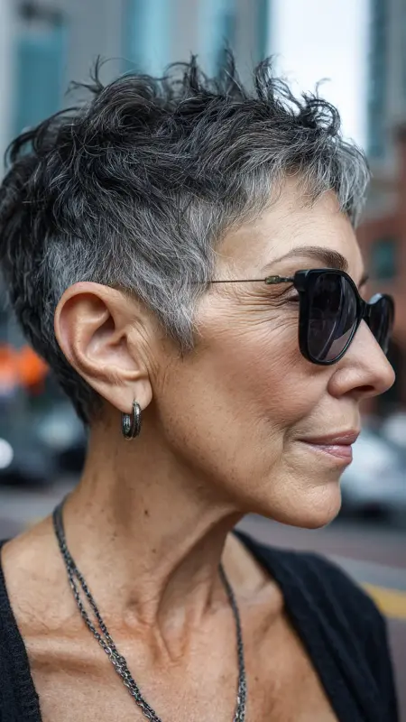 Cropped Pixie with Undercut - Short pixie hairstyles for older women