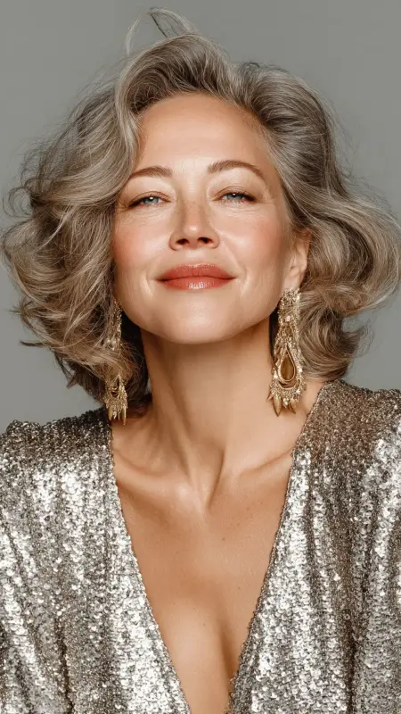 Curled Under Bob with Volume Crown - Medium Length Bob Haircuts For Women Over 50