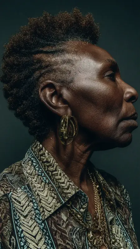 Curly Afro with Shape-Up - Hairstyles For Black Women Over 50