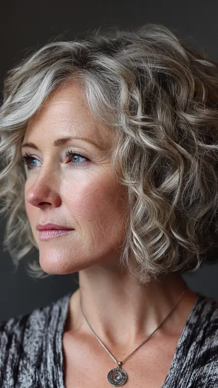 Curly Bob with Layers - bob haircuts for women over 60 with fine hair