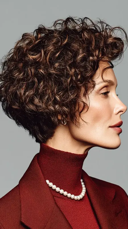 Curly Bob with Tapered Neckline - Hairstyles For Women Over 60 With Curly Hair