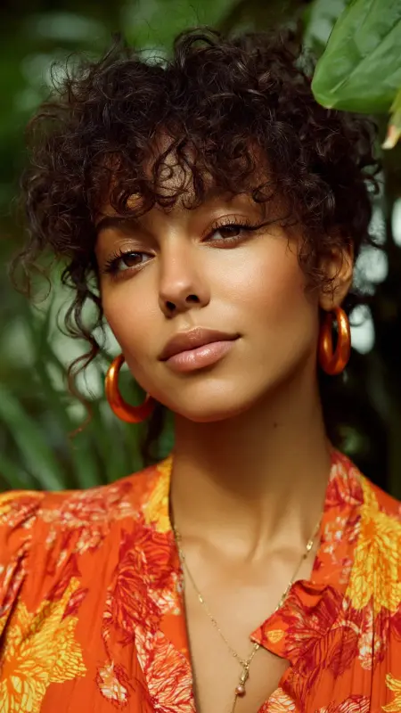 Curly Butterfly Bangs with Natural Texture - Butterfly bangs