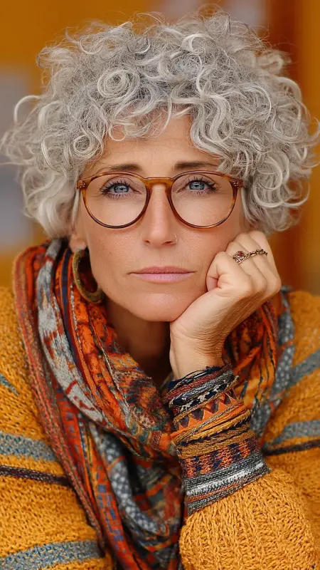 Curly Crop with Soft Bangs - hairstyles for women over 70 with bangs