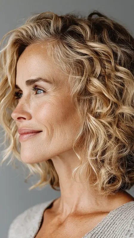 Curly Crop with Tapered Neck - Short hairstyles for women over 60 with wavy hair