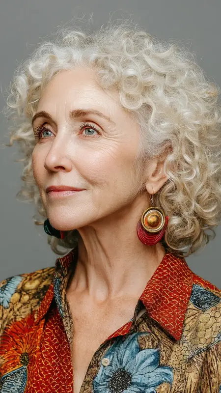Curly Cropped Cut - Short white hair for older women