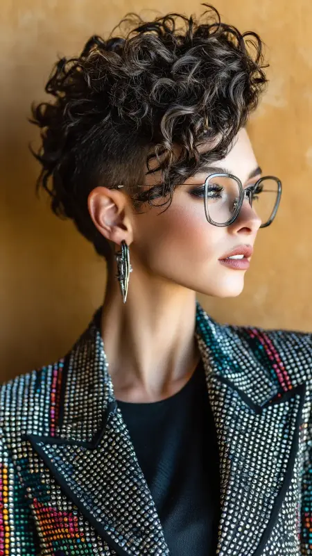 Curly Faux Hawk - short curly hair with glasses