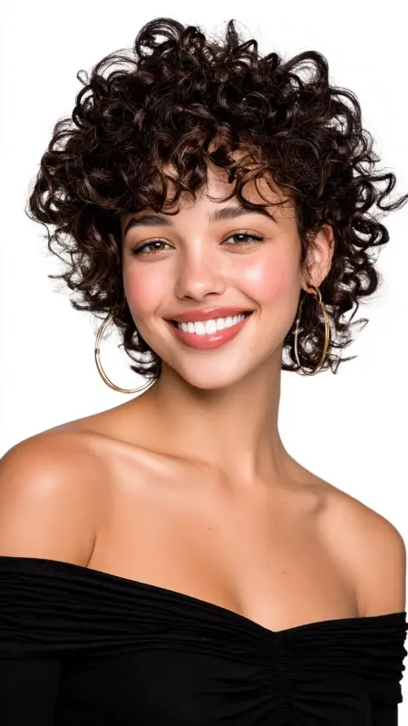 Curly Pixie Crochet with Side Part - short crochet hairstyles