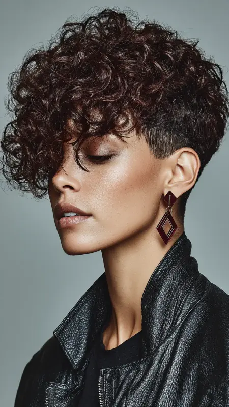 Curly Pixie with Hidden Undercut - Short curly pixie haircuts