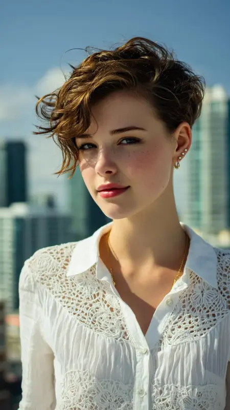 Curly Pixie with Long Top Layers - Permed pixie hairstyles