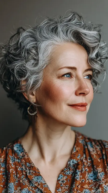 Curly Pixie with Volume - pixie haircuts for women over 60