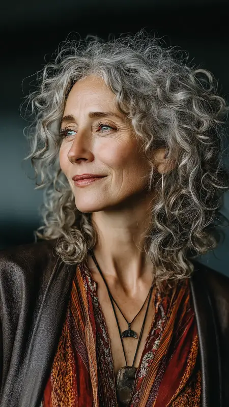 Curly Shoulder-Length Cut with Layers - Shoulder Length Haircuts For Women Over 60