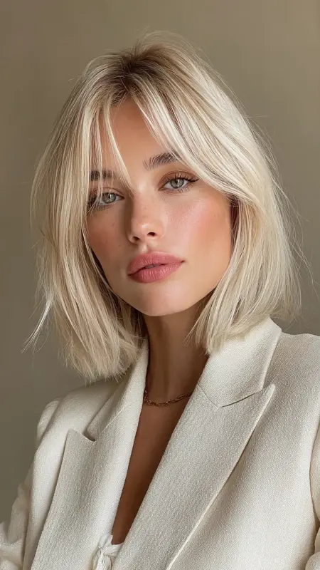 Curtain Bangs with Blunt Bob - Face framing curtain bangs