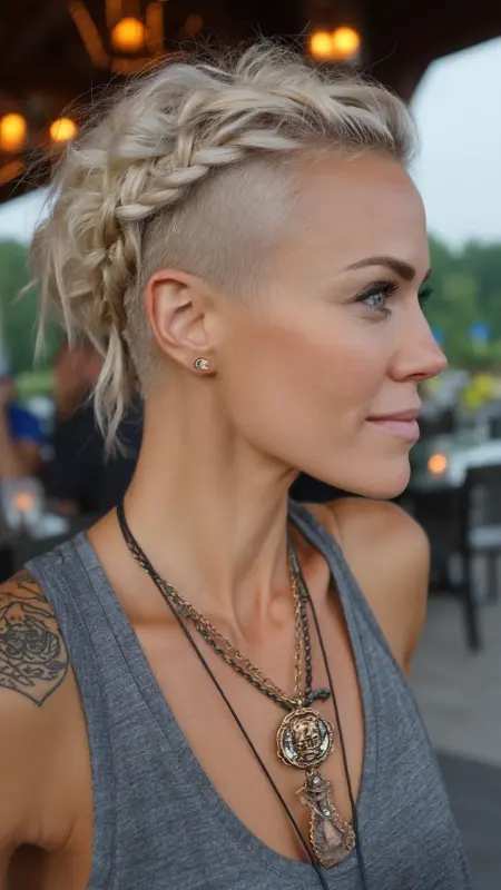 Edgy Blonde Braid Undercut: A Bold Statement - Dyke Hair
