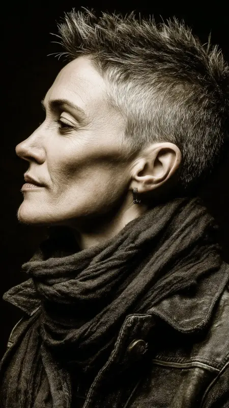 Silver-Spiked Elegance: An Edgy Dyke Hairstyle - Dyke Hair