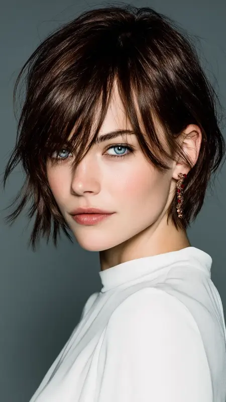 Effortlessly Chic: The Tousled Brunette Pinch Cut - Dyke Hair