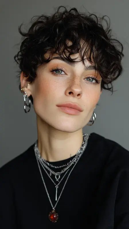 Edgy Pixie with Asymmetrical Fringe - Short pixie haircuts for curly hair
