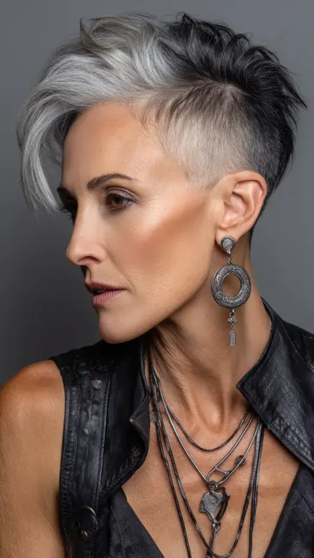 Edgy Undercut with Voluminous Top - Sassy hair older women