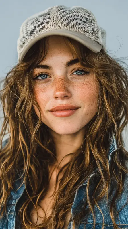 Effortless Beach Waves Trucker Hat - Trucker Hat Hairstyles