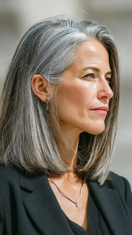 Elegant Blunt Lob - medium length hair for women over 50