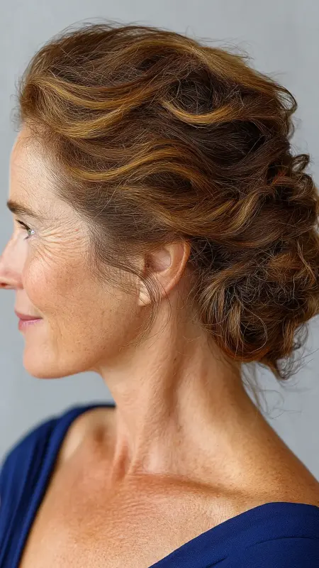Elegant Curly Chignon - Hairstyles For Women Over 60 With Curly Hair