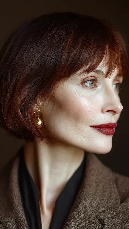 Elegant French Bob with Micro Fringe - Hairstyles For Women Over 50 With Thinning Hair