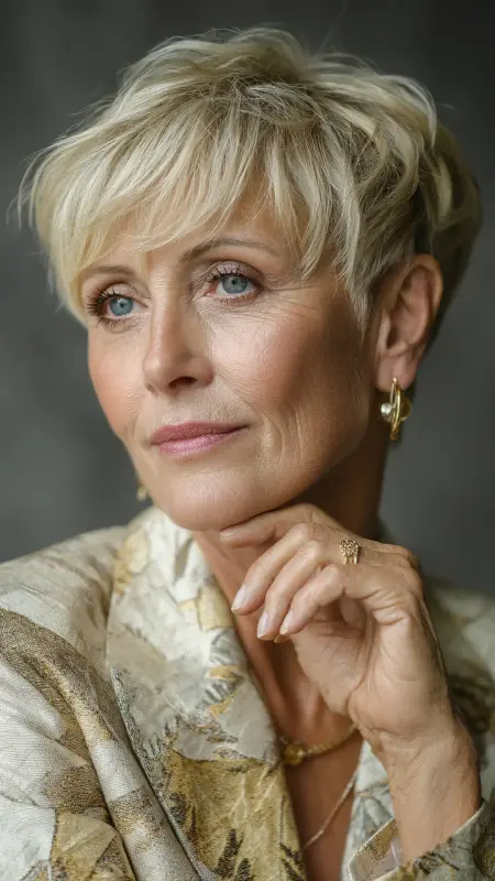 Elegant Low Tapered Cut - Hairstyles for women over 70 with thinning hair