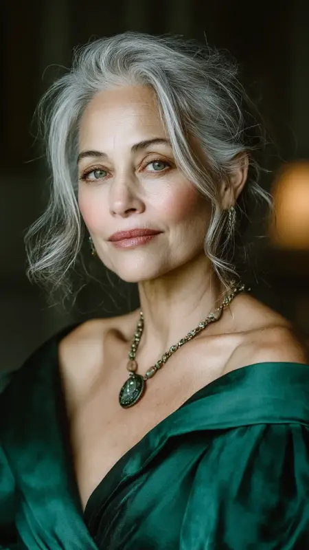 Elegant Waves with Face-Framing Layers - Medium length hair with layers over 60 older women