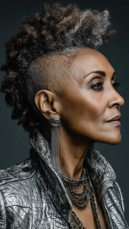 Faux Hawk with Tapered Sides - Hairstyles For Black Women Over 50